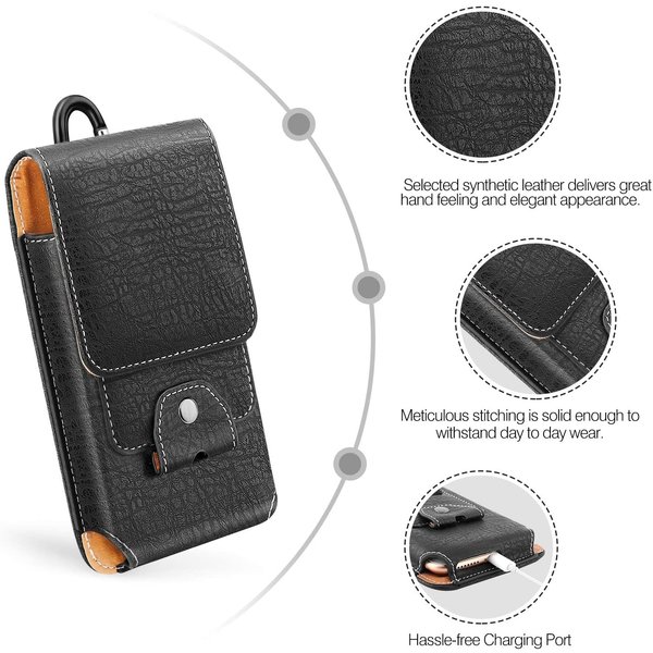 Ntech Riem Holster Hoesje - Luxe Universeel Telefoonhoesje vertical Holster 4.7 Hoesje Geschikt voor iPhone 13 Mini/ 12 mini 11 Pro / Xs / 8 / 7 / 6(s) Zwart