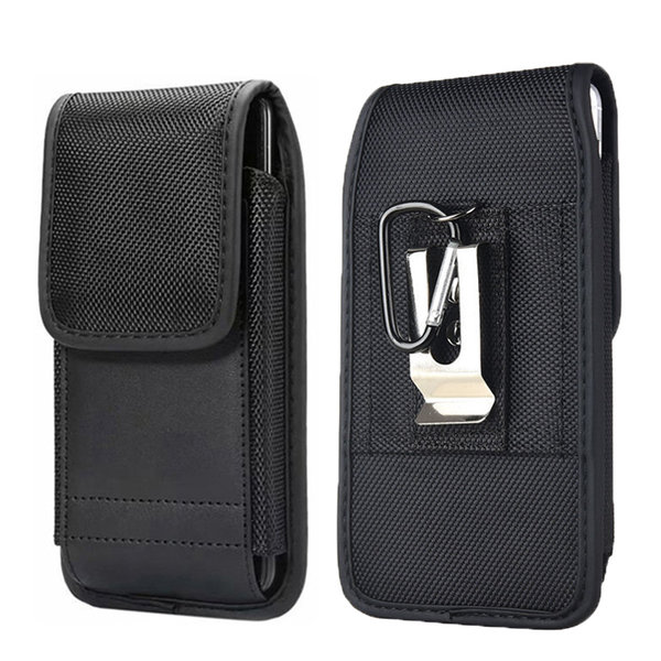 Ntech Riem Holster Hoesje - Phone Pouch hoesje vertical Nylon Holster 4.7 Hoesje Geschikt voor iPhone 13 Mini/ 12 mini 11 Pro / Xs / 8 / 7 / 6(s) Zwart