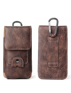 Ntech Riem Holster Hoesje - Luxe Universeel Telefoonhoesje vertical Holster 5.5 Samsung S21 Ultra / S21 Plus/ S21 / S20 Ultra / S20 Plus/ S20 / S21 FE / S20 FE /  Bruin