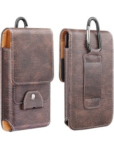Ntech Riem Holster Hoesje - Luxe Universeel Telefoonhoesje vertical Holster 4.7 Apple iPhone 13 Mini/ 12 mini 11 Pro / Xs / 8 / 7 / 6(s) - Bruin