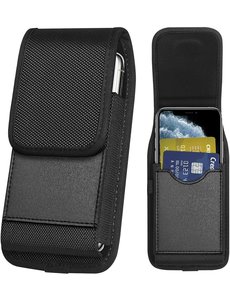 Ntech Riem Holster Hoesje Zwart - Flip Phone Pouch hoesje vertical Nylon Holster 4.7 Samsung A20E / A40 / A41 /  A01 Core / iPhone 7 / 8 / S5 / Huawei P30 Lite/ P20 Lite