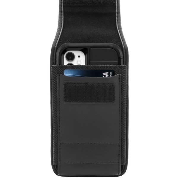 Ntech Riem Holster Hoesje Zwart - Flip Phone Pouch hoesje vertical Nylon Holster 4.7 Samsung A20E / A40 / A41 / A01 Core / Hoesje Geschikt voor iPhone 7 / 8 / S5 / Huawei P30 Lite/ P20 Lite