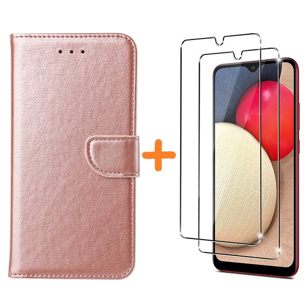 Ntech Hoesje Geschikt Voor Samsung Galaxy A03S hoesje - bookcase Rose Goud - Galaxy A03S wallet case portemonnee hoesje - A03S Hoesje book cover hoesjes Hoesje Geschikt Voor Samsung Galaxy A03s screenprotector / 2X Beschermglas