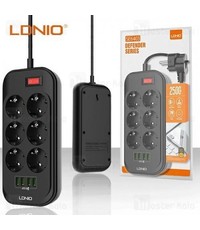 Ldnio Stekkerdoos met USB-poorten en schakelaar – 4 USB laders 3.4A 6 stopcontacten – Randaarde – Verdeeldoos