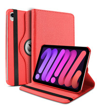 Ntech iPad Mini 6 hoes - ipad mini 2021 hoes Red - iPad Mini 6 cover - hoes iPad Mini 6 - iPad Mini 6 hoesje - iPad mini 6 case - 360° draaibare Hoes Kunstleer