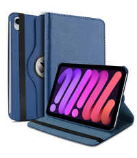Ntech iPad Mini 6 hoes - ipad mini 2021 hoes Donker Blauw - iPad Mini 6 cover - hoes iPad Mini 6 - iPad Mini 6 hoesje - iPad mini 6 case - 360° draaibare Hoes Kunstleer