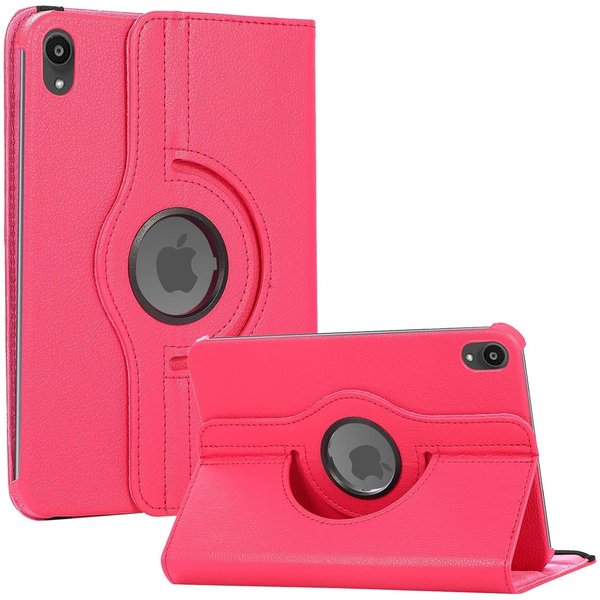 Ntech Hoes geschikt voor iPad Mini 6 / iPad mini 2021 Pink - Hoes geschikt voor iPad Mini 6 cover - Hoes geschikt voor iPad Mini 6 - Hoes geschikt voor iPad Mini 6 hoesje - Hoes geschikt voor iPad mini 6 case - 360° draaibare Hoes Kunstleer