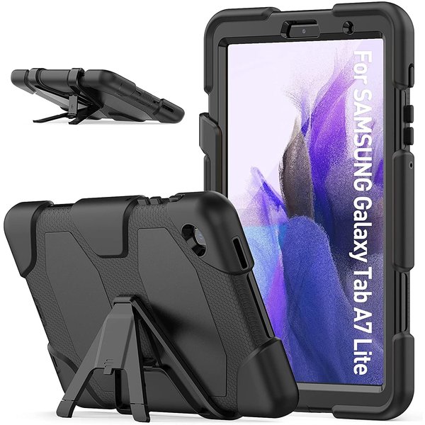 Ntech Extreme protectie Army Backcover hoes voor Hoes Geschikt voor Samsung Galaxy Tab A7 Lite Hoes Schokbestendige Stevige Hoes case T220 - Zwart