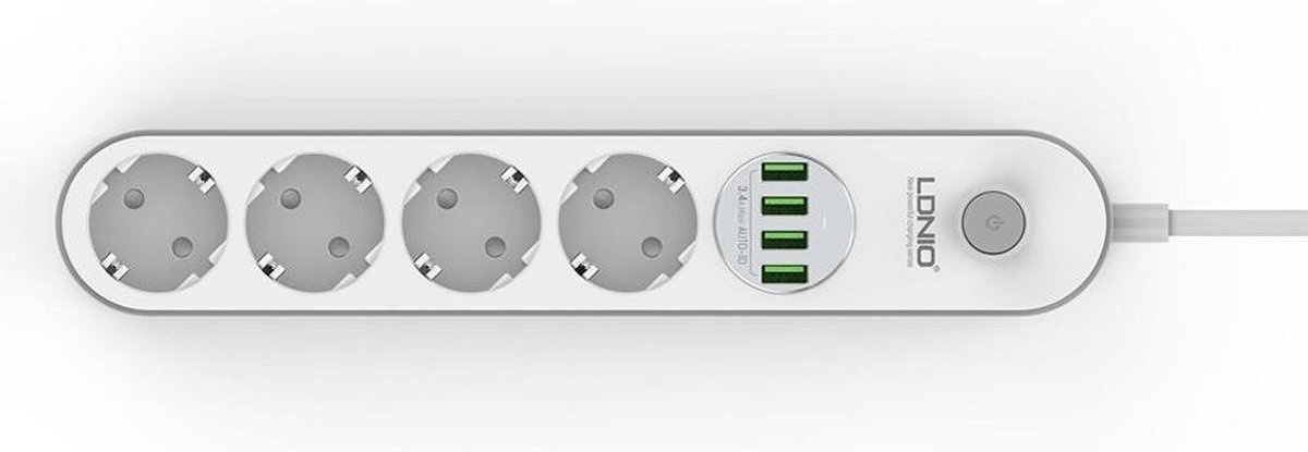 huid lied amplitude LDNIO USB Stekkerdoos - 4 USB poorten - Lengte kabel 180cm - Aan/uit  Schakelaar - Phonecompleet.nl
