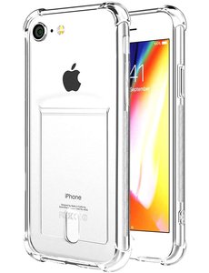 Ntech iPhone SE 2022 hoesje /iPhone SE 2020 Hoesje / iPhone 8 hoesje / 7 hoesje transparant - Shock case met pasjeshouder hoesje met pasjeshouder