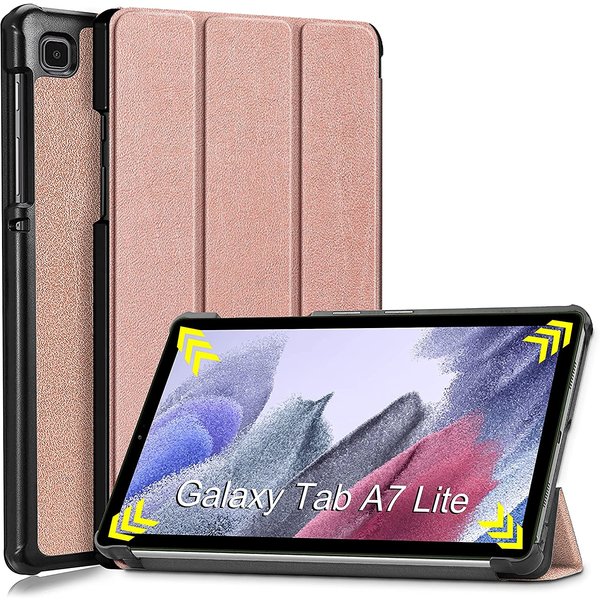 Ntech Hoesje Geschikt Voor Samsung Galaxy Tab A7 lite hoes Bookcase Rose Goud - Hoes Hoesje Geschikt Voor Samsung Galaxy Tab A7 lite hoesje Smart cover
