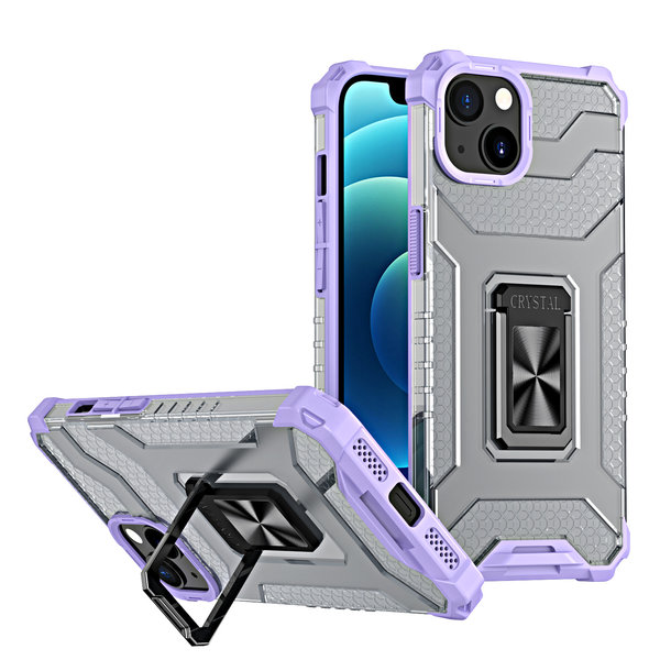 Ntech Hoesje Geschikt voor iPhone 13 transparent rugged case Met Ringhouder – Paras