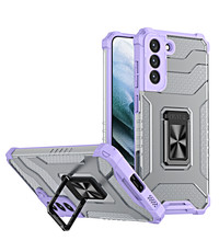 Ntech Samsung Galaxy S21 hoesje transparent rugged case Paars