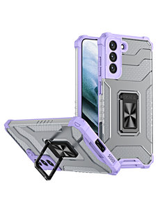 Ntech Samsung Galaxy S21 hoesje transparent rugged case Paars