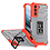 Ntech Hoesje Geschikt Voor Samsung Galaxy S21 Ultra hoesje transparent rugged case Rood - hoesje Hoesje Geschikt Voor Samsung Galaxy S21 Ultra military Grade met auto magnetische schokabsorptie hoesje