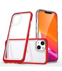 Ntech iPhone 13 hoesje transparant met bumper Rood