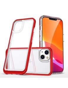 Ntech iPhone 13 hoesje transparant met bumper Rood