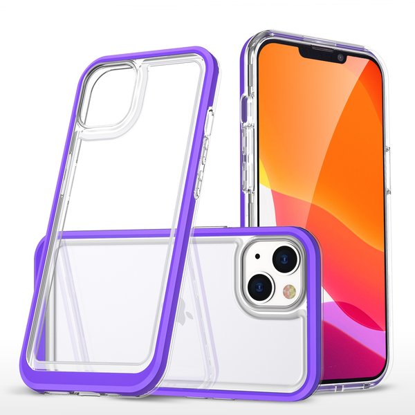 Ntech  Hoesje Geschikt voor iPhone 13 Pro hoesje transparant met bumper Paars - Ultra Hybrid Hoesje Geschikt voor iPhone 13 Pro case