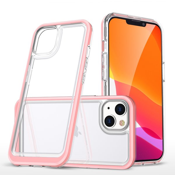 Ntech  Hoesje Geschikt voor iPhone 13 Pro hoesje transparant met bumper Rosegoud - Ultra Hybrid Hoesje Geschikt voor iPhone 13 Pro case