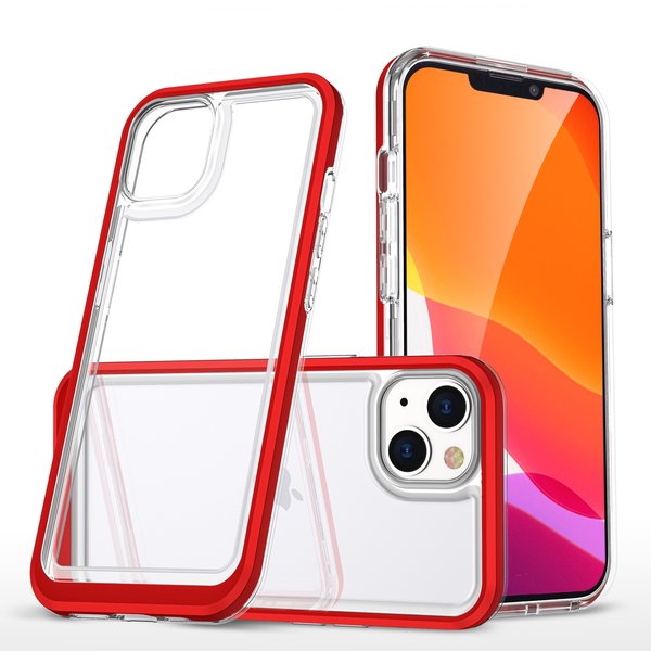 Ntech  Hoesje Geschikt voor iPhone 13 Mini hoesje transparant met bumper Rood - Ultra Hybrid Hoesje Geschikt voor iPhone 13 Mini case