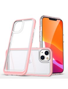Ntech iPhone 13 Mini hoesje transparant met bumper Rose Goud