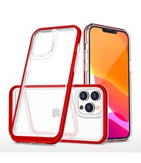 Ntech iPhone 13 Pro Max hoesje transparant met bumper Rood