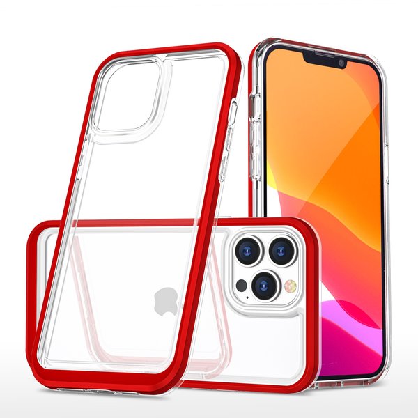 Ntech  Hoesje Geschikt voor iPhone 13 Pro Max hoesje transparant met bumper Rood - Ultra Hybrid Hoesje Geschikt voor iPhone 13 Pro Max case