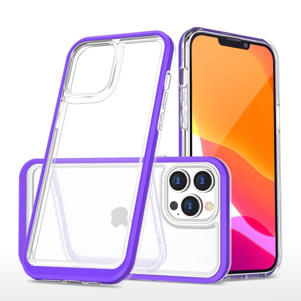 Ntech  Hoesje Geschikt voor iPhone 13 Pro Max hoesje transparant met bumper Paars - Ultra Hybrid Hoesje Geschikt voor iPhone 13 Pro Max case