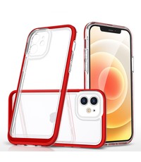 Ntech iPhone 12 Pro Transparant hoesje met bumper Rood