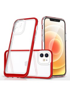 Ntech iPhone 12 Pro Transparant hoesje met bumper Rood