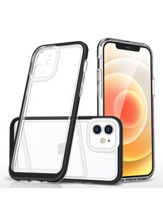 Ntech iPhone 12 Pro Transparant hoesje met bumperr Zwart