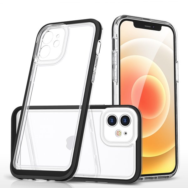 Ntech  Hoesje Geschikt voor iPhone 12 Pro hoesje transparant met bumper Zwart - Ultra Hybrid Hoesje Geschikt voor iPhone 12 Pro case