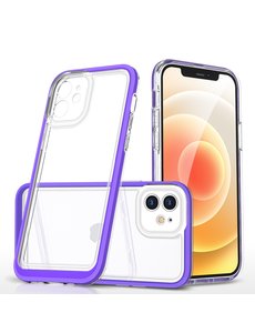 Ntech iPhone 12 Pro Transparant hoesje met bumper Paars