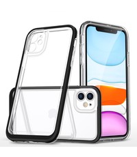 Ntech iPhone 11  hoesje transparant met bumper Zwart - Ultra Hybrid hoesje iPhone 11 case