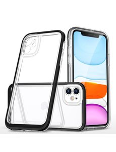 Ntech iPhone 11  hoesje transparant met bumper Zwart - Ultra Hybrid hoesje iPhone 11 case