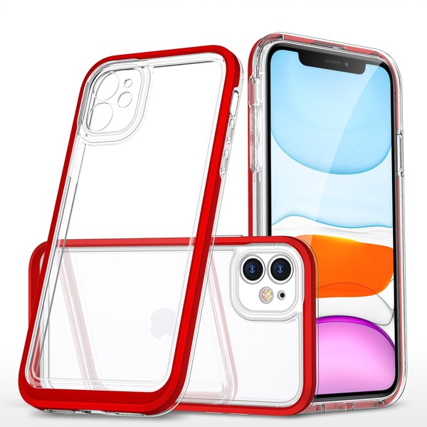 Ntech  Hoesje Geschikt voor iPhone 11 hoesje transparant met bumper Rood - Ultra Hybrid Hoesje Geschikt voor iPhone 11 case