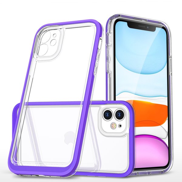 Ntech  Hoesje Geschikt voor iPhone 11 Pro Max hoesje transparant met bumper Paars - Ultra Hybrid Hoesje Geschikt voor iPhone 11 Pro Max case