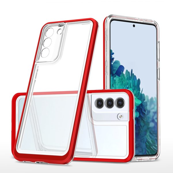 Ntech Hoesje Geschikt Voor Samsung Galaxy S20 FE hoesje transparant cover met bumper Rood - Ultra Hybrid hoesje Hoesje Geschikt Voor Samsung Galaxy S20 FE case