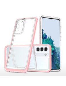 Ntech Samsung Galaxy S21  hoesje transparant cover met bumper Rose Goud