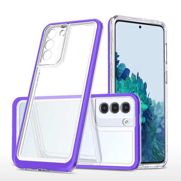 Ntech Hoesje Geschikt Voor Samsung Galaxy S21 Plus hoesje transparant cover met bumper Paars - Ultra Hybrid hoesje Hoesje Geschikt Voor Samsung Galaxy S21 Plus case