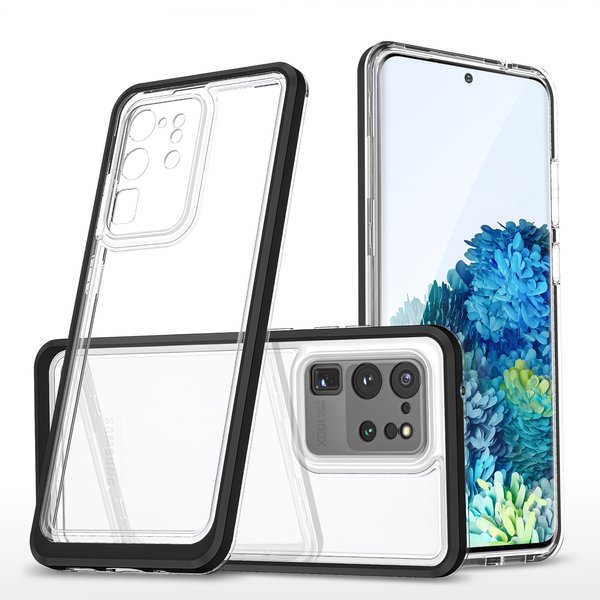 Ntech Hoesje Geschikt Voor Samsung Galaxy S20 Plus hoesje transparant cover met bumper Zwart - Ultra Hybrid hoesje Hoesje Geschikt Voor Samsung Galaxy S20 Plus case