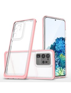 Ntech Samsung Galaxy S20 Plus  hoesje transparant cover met bumper Rose Goud