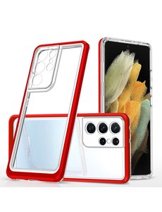 Ntech Samsung Galaxy S20 Ultra  hoesje transparant cover met bumper Rood