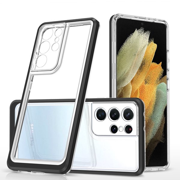 Ntech Hoesje Geschikt Voor Samsung Galaxy S20 Ultra hoesje transparant cover met bumper Zwart - Ultra Hybrid hoesje Hoesje Geschikt Voor Samsung Galaxy S20 Ultra case