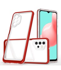 Ntech Samsung A32 4G hoesje transparant cover met bumper Rood - Ultra Hybrid hoesje Samsung Galaxy A32 4G case