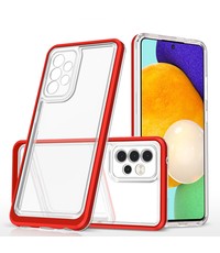 Ntech Samsung A52 \ A52s  hoesje transparant cover met bumper Rood - Ultra Hybrid hoesje Samsung Galaxy A52  \ A52s case