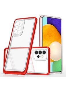 Ntech Samsung A52 \ A52s  hoesje transparant cover met bumper Rood - Ultra Hybrid hoesje Samsung Galaxy A52  \ A52s case