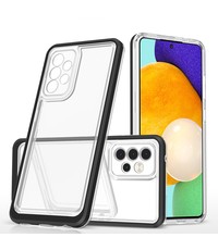 Ntech Samsung A52 / A52s hoesje transparant cover met bumper Zwart - Ultra Hybrid hoesje Samsung Galaxy A52 / A52s 4G /5G case