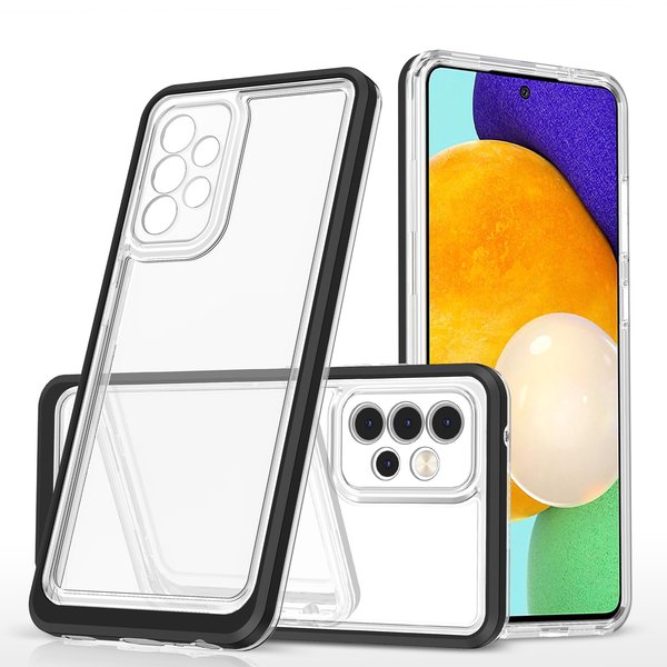 Ntech Hoesje Geschikt Voor Samsung Galaxy A52 / A52s hoesje transparant cover met bumper Zwart - Ultra Hybrid hoesje Hoesje Geschikt Voor Samsung Galaxy A52 / A52s 4G /5G case