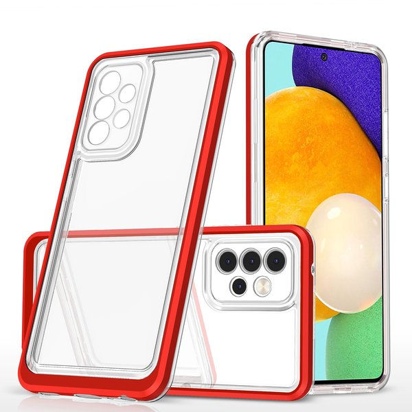 Ntech Hoesje Geschikt Voor Samsung Galaxy A72 5G hoesje transparant cover met bumper Rood - Ultra Hybrid hoesje Hoesje Geschikt Voor Samsung Galaxy A72 5G case